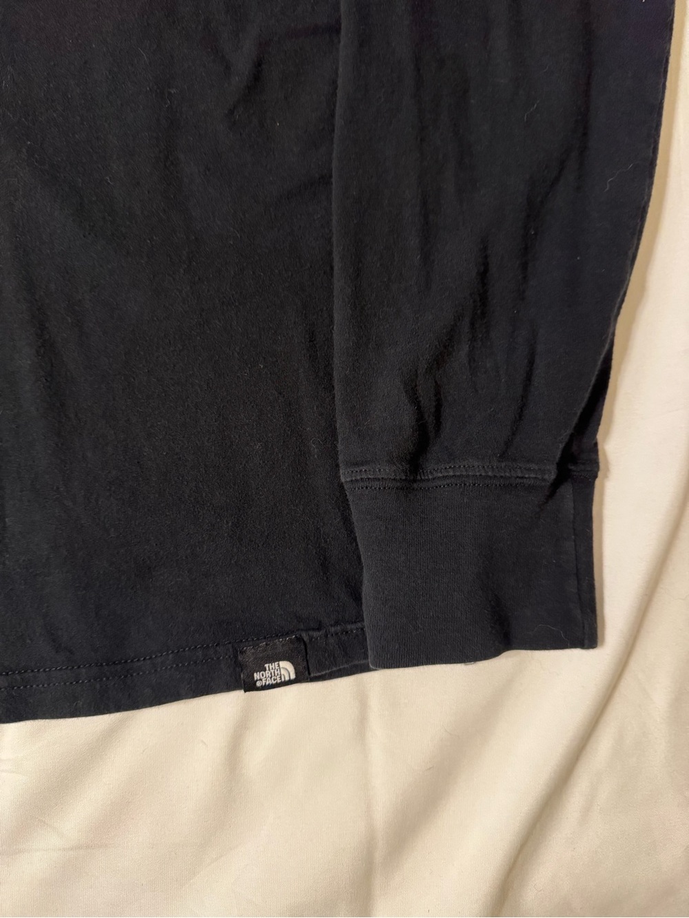 The North Face Black Long Sleeve Tee with Blue Logo Patch - Picture 3 of 6